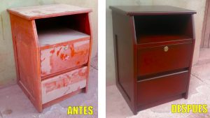 Cómo pintar un mueble de madera color caoba